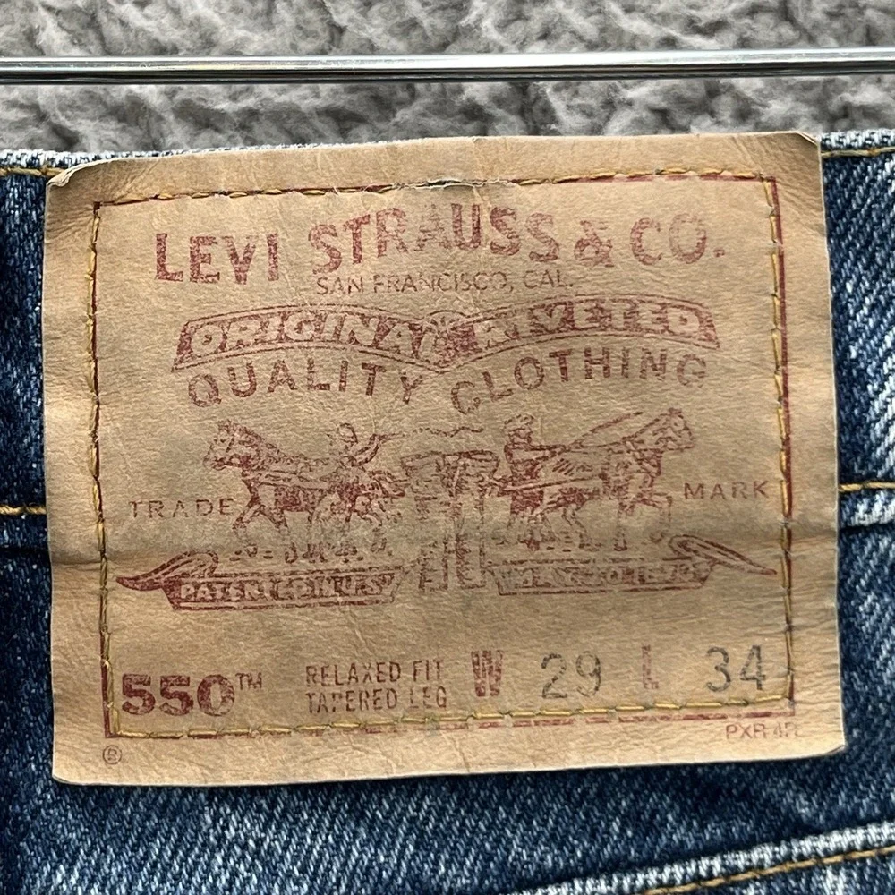 VTG 90s Levis 550 Jeans Mens Measures 28X33 Blue Relaxed Taper‎ USA Denim